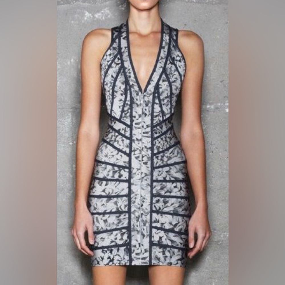 Herve Leger Zara Floral Bandage dress 👗 size Medium ❤️ HL - Picture 4 of 14